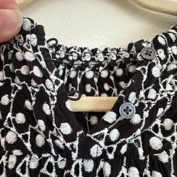 Ann Taylor Loft Eyelet Smocked Yoke Swing Dress, Size Small - Picture 5 of 9